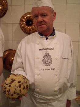 Frank Ludolphy holds some stollen dough. Frank Ludolphy holds some stollen dough.